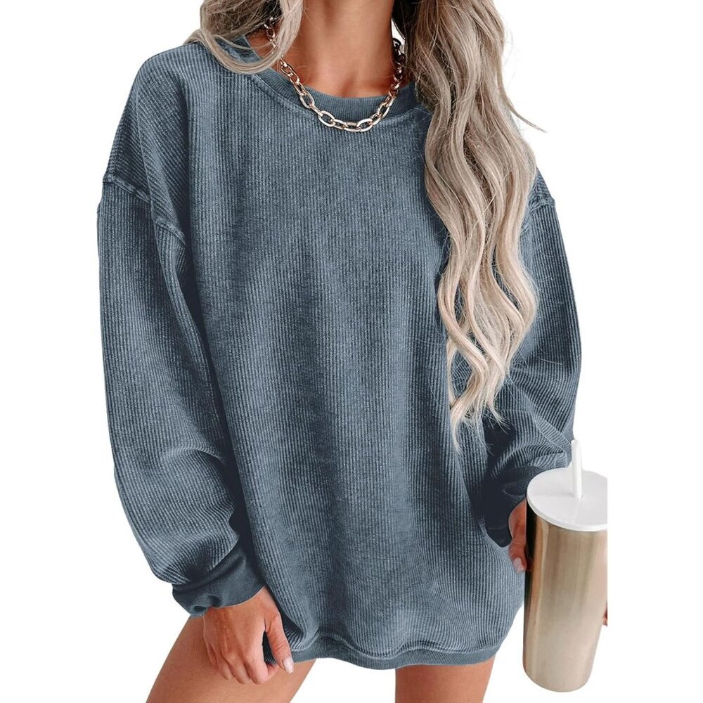 Women Oversized Long Sleeve Crewneck Sweatshirt Pullover Casual Winter Top
